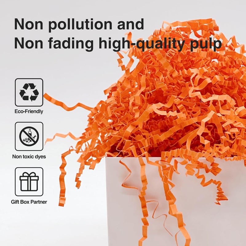 Corlcol 1LB Crinkle Cut Paper Shred Filler for Gift Box Bag and Basket On Halloween(Orange) - Image 3